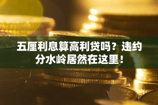 武汉五厘利息算高利贷吗？违约分水岭居然在这里！